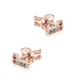 Letter L With Colorful Stone Silver Ear Stud STS-5324